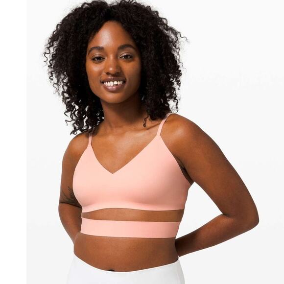 LULULEMON Happy Warrior Seamless Bra A/B‎ Molded Cups Pink Ballet Slipper - Picture 1 of 10